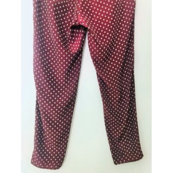 H&M BURGUNDY RED WHITE ICON PRINT SILKY PANTS SIZE 12 NWT - Picture 8 of 10
